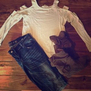 Pink republic cream cold shoulder long sleeve